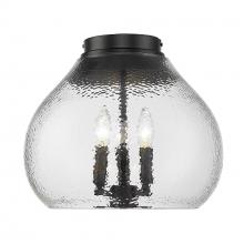  1094-3FM BLK-HCG - Ariella BLK 3 Light Flush Mount in Matte Black with Hammered Clear Glass Shade